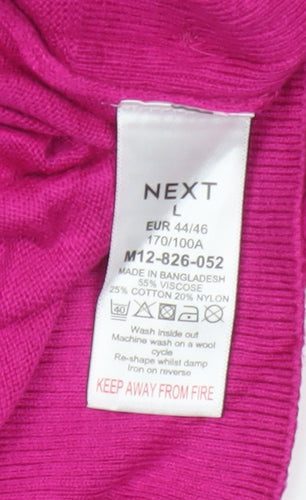 Next Women Pink L V-Neck Fine Knit Button Detail Jumper