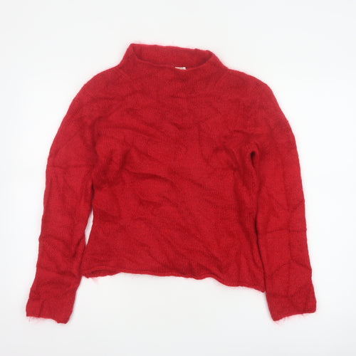Twiggy Women Red L Mohair Blend Roll Neck Long Sleeve Knit Jumper