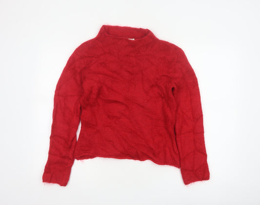 Twiggy Women Red L Mohair Blend Roll Neck Long Sleeve Knit Jumper