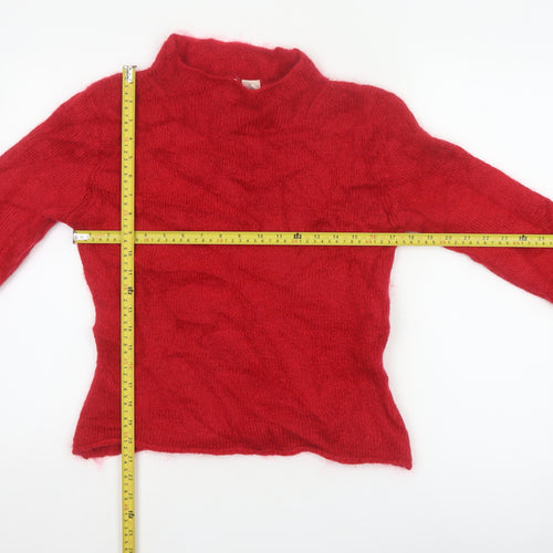Twiggy Women Red L Mohair Blend Roll Neck Long Sleeve Knit Jumper