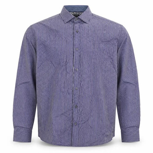 Autograph Men Blue Striped Floral Cotton Shirt 2XL Long Sleeve
