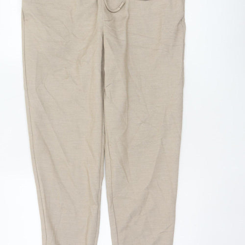 Zara Women Beige Size 12 Tapered Drawstring Trousers
