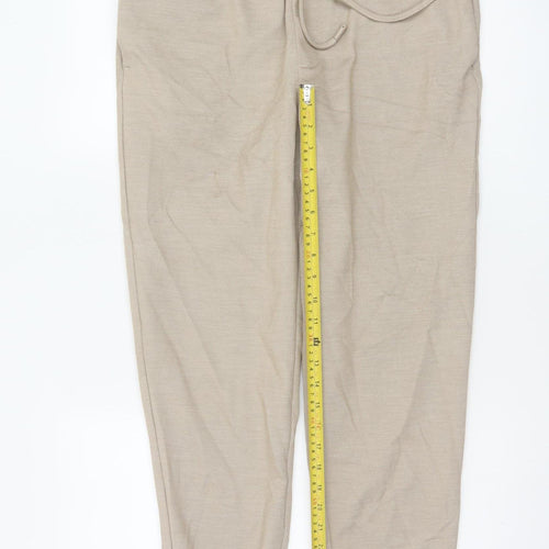 Zara Women Beige Size 12 Tapered Drawstring Trousers