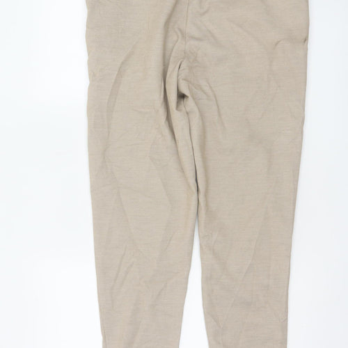 Zara Women Beige Size 12 Tapered Drawstring Trousers