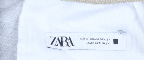Zara Women Beige Size 12 Tapered Drawstring Trousers
