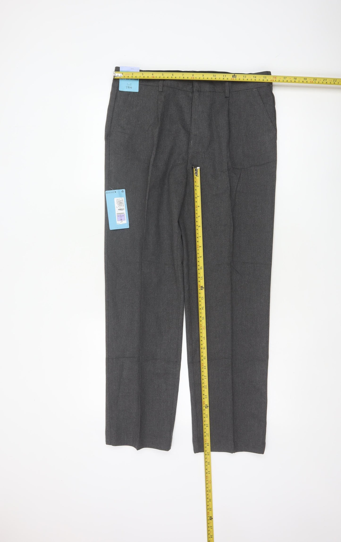 Marks & Spencer Boys Grey 12 Plus Fit Regular Leg School Trousers