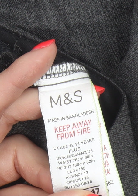 Marks & Spencer Boys Grey 12 Plus Fit Regular Leg School Trousers