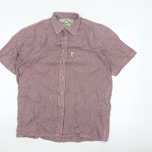 Rydale Men’s Red Check Short Sleeve Button-Up Shirt Size L
