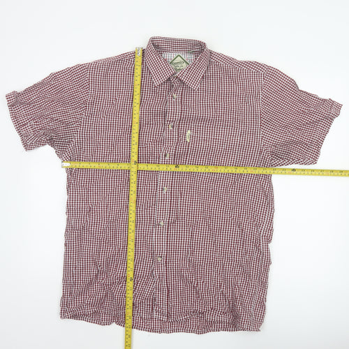 Rydale Men’s Red Check Short Sleeve Button-Up Shirt Size L