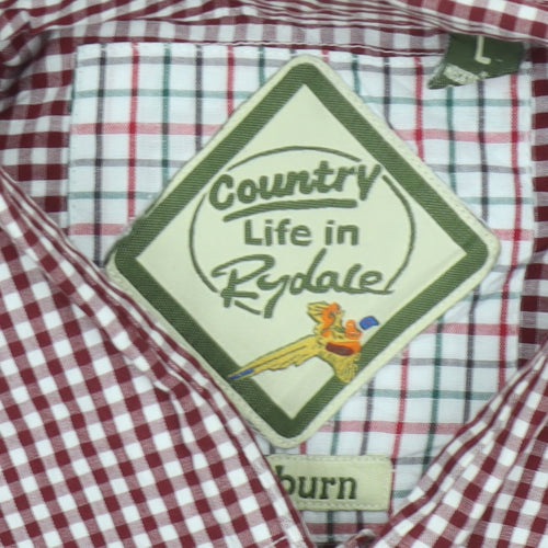 Rydale Men’s Red Check Short Sleeve Button-Up Shirt Size L