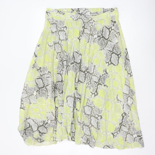 New Look Women Yellow Grey Animal Print Petite UK 16 Long A-Line Skirt