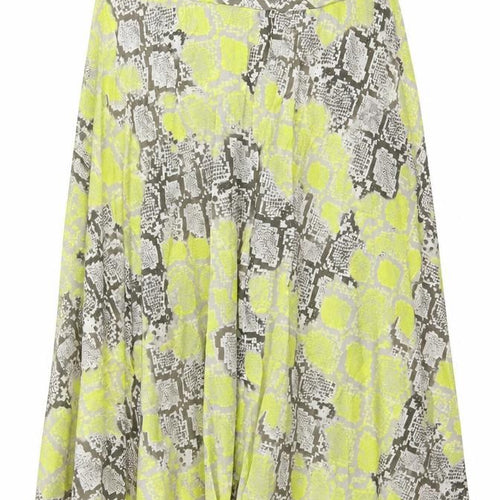 New Look Women Yellow Grey Animal Print Petite UK 16 Long A-Line Skirt