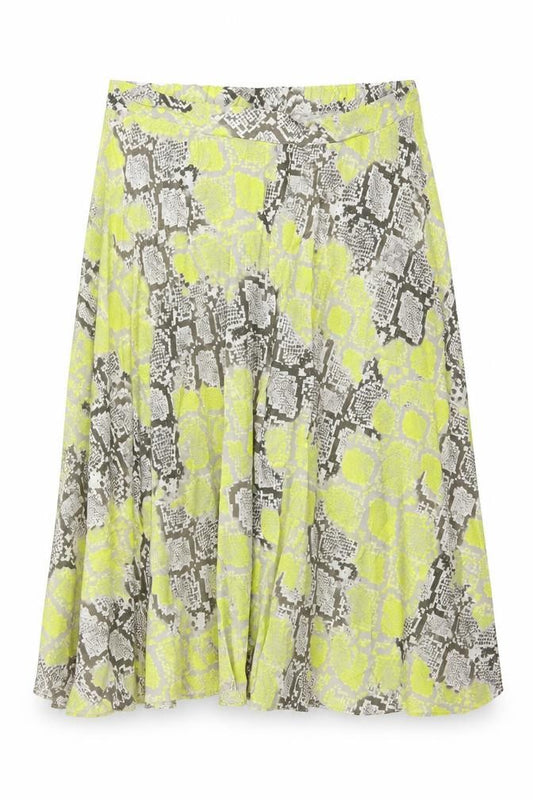 New Look Women Yellow Grey Animal Print Petite UK 16 Long A-Line Skirt
