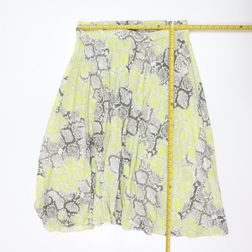 New Look Women Yellow Grey Animal Print Petite UK 16 Long A-Line Skirt