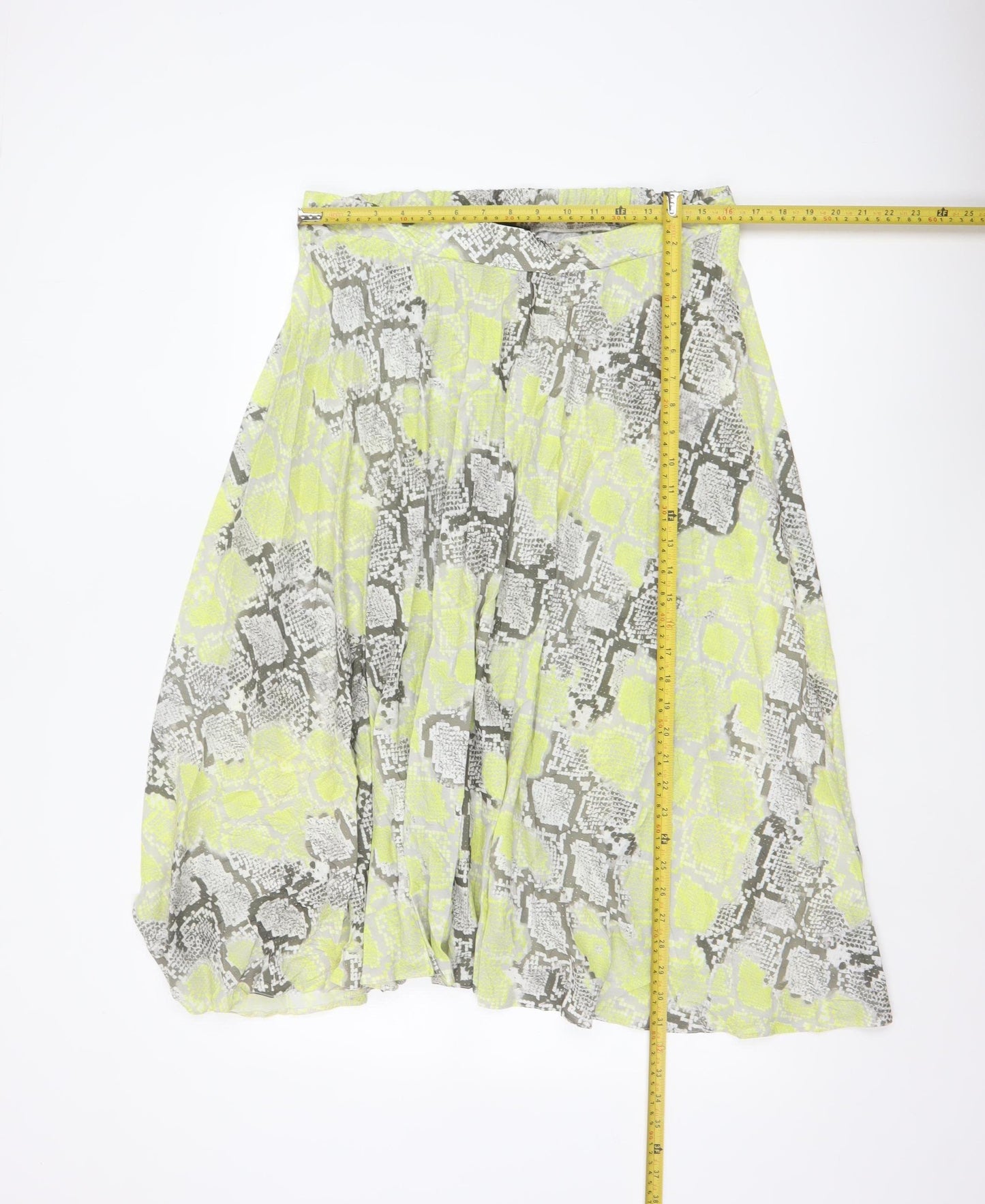 New Look Women Yellow Grey Animal Print Petite UK 16 Long A-Line Skirt