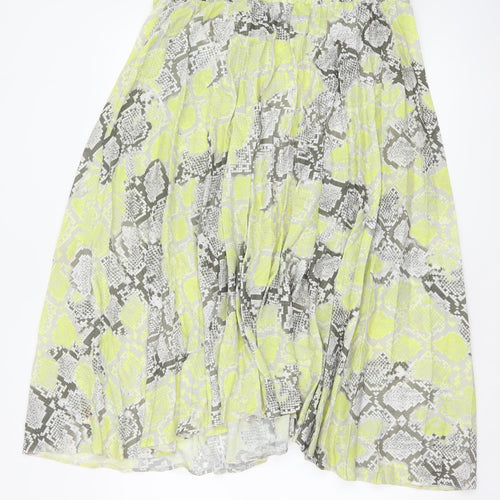 New Look Women Yellow Grey Animal Print Petite UK 16 Long A-Line Skirt