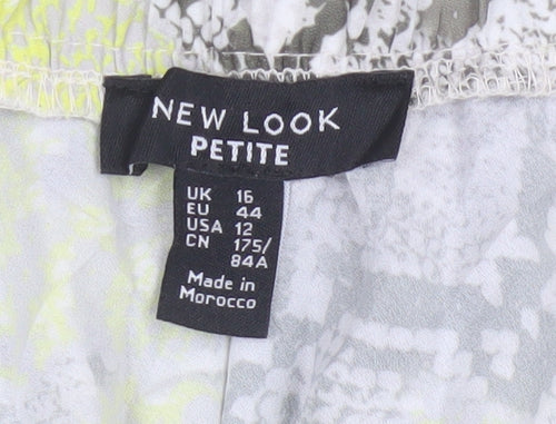 New Look Women Yellow Grey Animal Print Petite UK 16 Long A-Line Skirt
