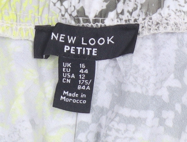 New Look Women Yellow Grey Animal Print Petite UK 16 Long A-Line Skirt