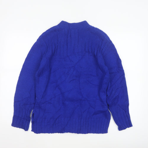 Marks and Spencer Women Blue Size S Button Pocket Knit Cardigan