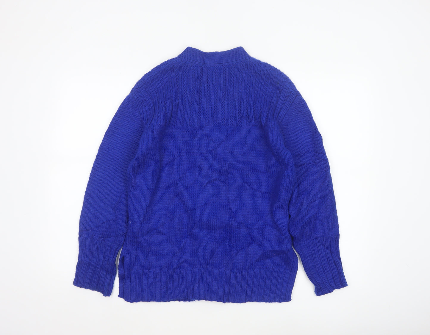 Marks and Spencer Women Blue Size S Button Pocket Knit Cardigan