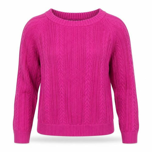 Lands' End Women's Pink XS Petite Cable Knit Cotton Jumper