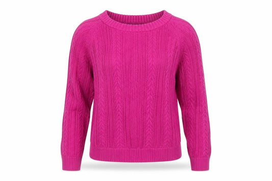 Lands' End Women's Pink XS Petite Cable Knit Cotton Jumper