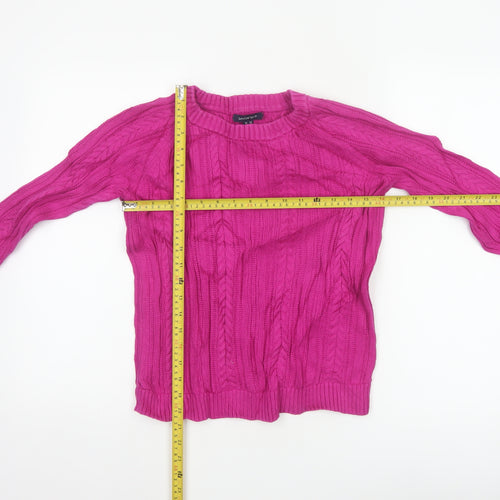 Lands' End Women's Pink XS Petite Cable Knit Cotton Jumper