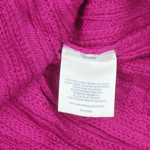 Lands' End Women's Pink XS Petite Cable Knit Cotton Jumper