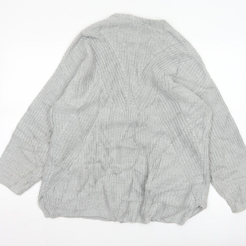 M&S Per Una Women Grey UK 18 Chunky Cable Knit Button Cardigan