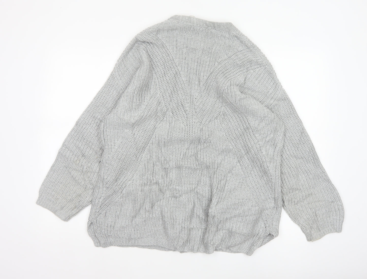 M&S Per Una Women Grey UK 18 Chunky Cable Knit Button Cardigan