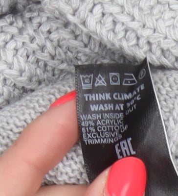 M&S Per Una Women Grey UK 18 Chunky Cable Knit Button Cardigan