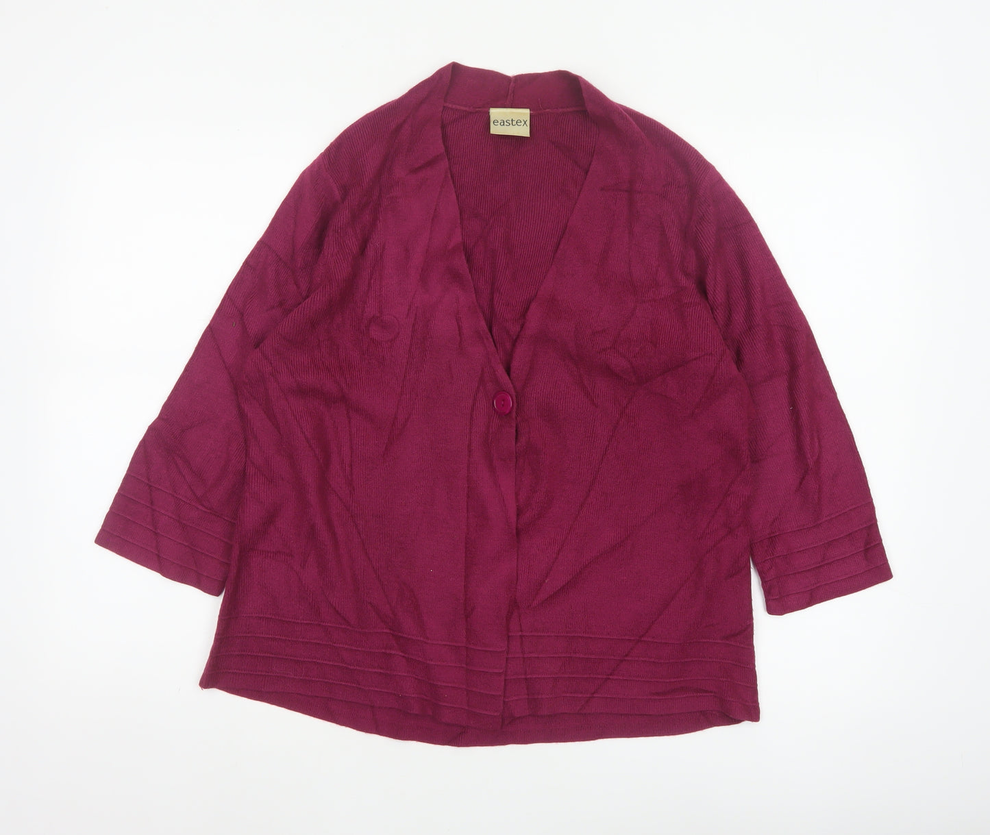 Eastex Women’s Purple UK 14 V-Neck 3/4 Sleeve Knit Cardigan