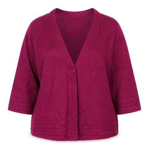 Eastex Women’s Purple UK 14 V-Neck 3/4 Sleeve Knit Cardigan