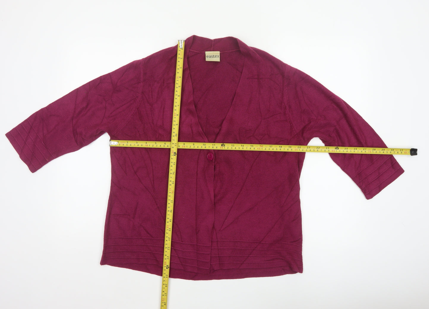 Eastex Women’s Purple UK 14 V-Neck 3/4 Sleeve Knit Cardigan