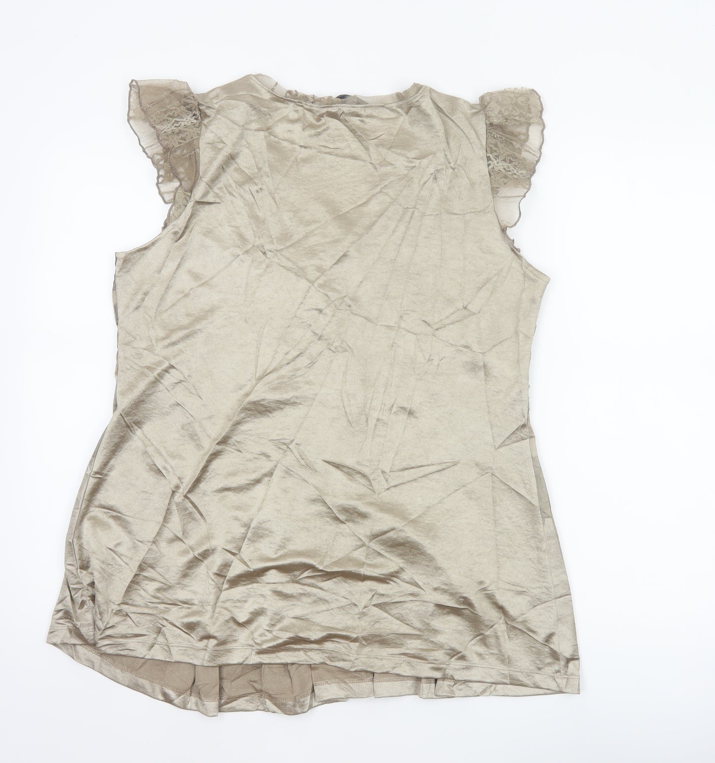 M&S Per Una Women Beige Floral Mesh Wrap Blouse Size 16