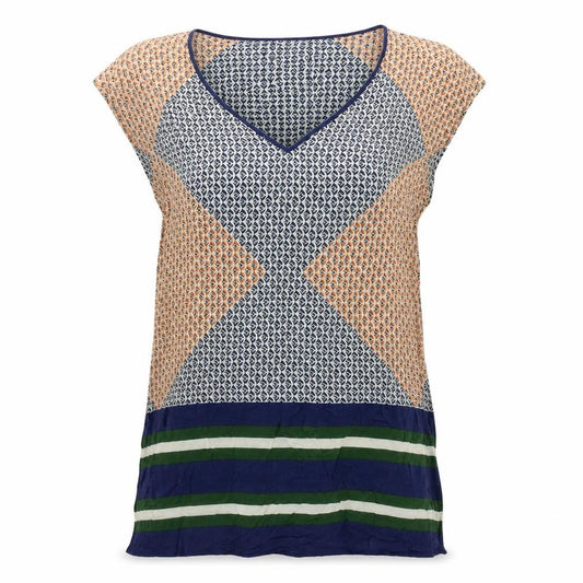J.Crew Women Multicoloured S Silk Geometric V-Neck Tunic Blouse