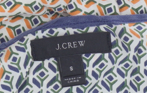 J.Crew Women Multicoloured S Silk Geometric V-Neck Tunic Blouse