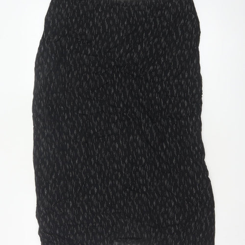 Marks and Spencer Women Black Silver Glitter Pencil Midi Skirt UK 16