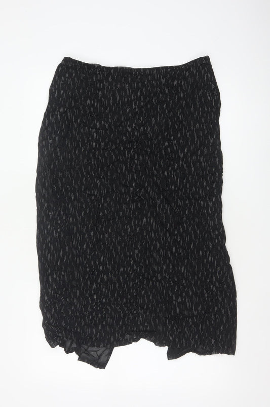 Marks and Spencer Women Black Silver Glitter Pencil Midi Skirt UK 16