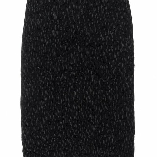 Marks and Spencer Women Black Silver Glitter Pencil Midi Skirt UK 16