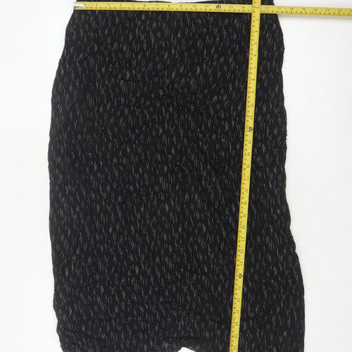Marks and Spencer Women Black Silver Glitter Pencil Midi Skirt UK 16