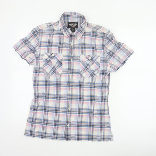 Ralph Lauren Men Blue Pink Plaid S Short Sleeve Button-Up Shirt