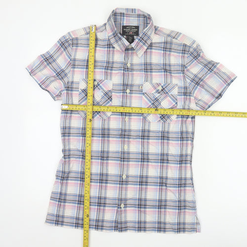 Ralph Lauren Men Blue Pink Plaid S Short Sleeve Button-Up Shirt