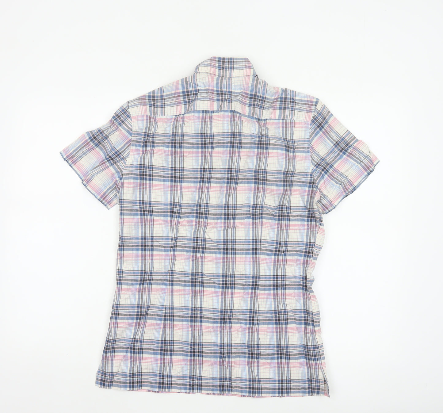Ralph Lauren Men Blue Pink Plaid S Short Sleeve Button-Up Shirt