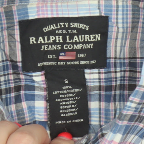 Ralph Lauren Men Blue Pink Plaid S Short Sleeve Button-Up Shirt