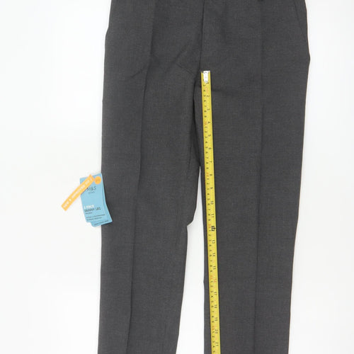 Marks and Spencer Boys Grey 12-13 Years Skinny Leg School Trousers 2 Pack