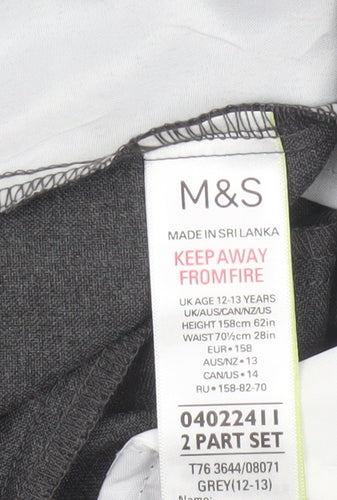 Marks and Spencer Boys Grey 12-13 Years Skinny Leg School Trousers 2 Pack