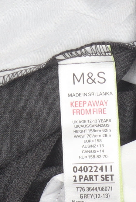 Marks and Spencer Boys Grey 12-13 Years Skinny Leg School Trousers 2 Pack