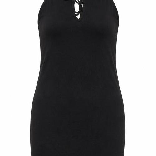 Zara Women Black L Bodycon Halter Knit Backless Knee Dress