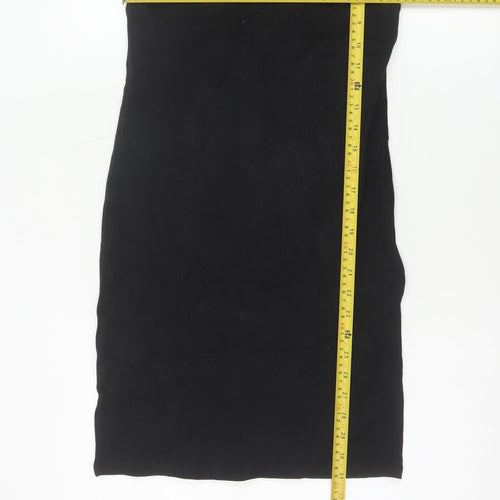 Zara Women Black L Bodycon Halter Knit Backless Knee Dress